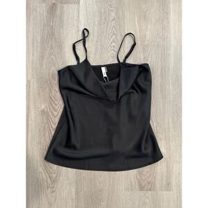 NWT Glam Black Satin Cowl Neck Camisole – Women’s Size Small
